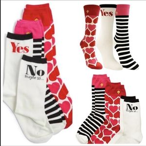 KATE SPADE New York Hearts 3-Pack Crew Socks🧦 NWT